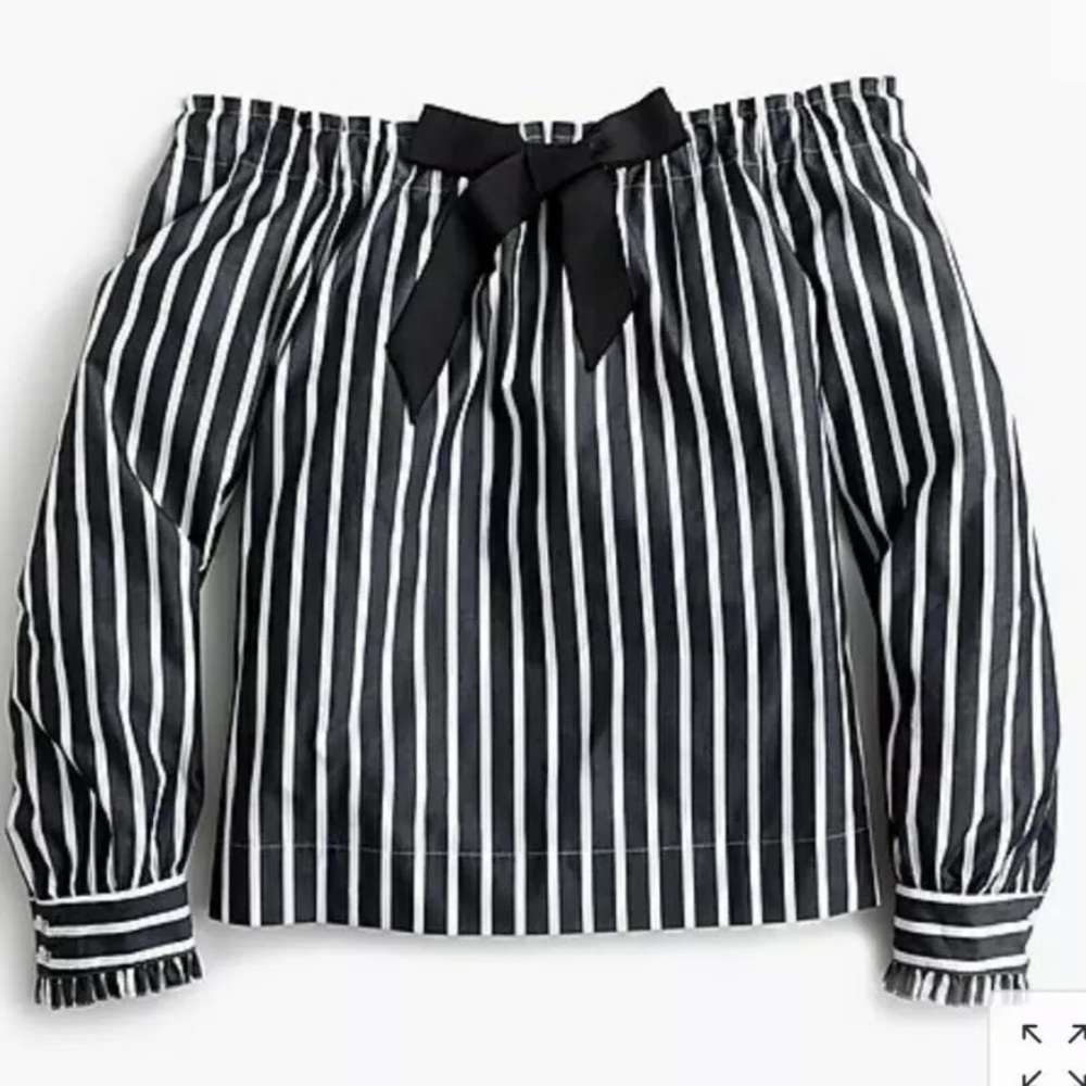 J Crew Off The Shoulder Striped Top With Bow
